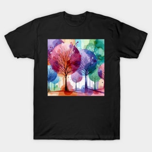 Colorful Pink Purple Pastel Abstract Trees T-Shirt